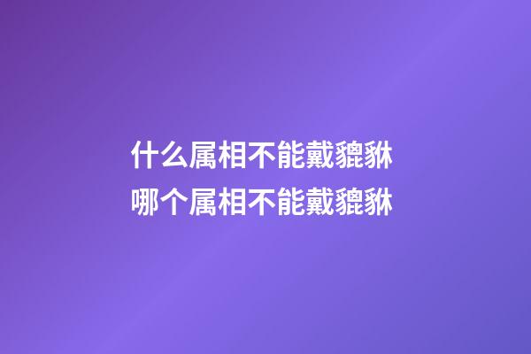 什么属相不能戴貔貅 哪个属相不能戴貔貅